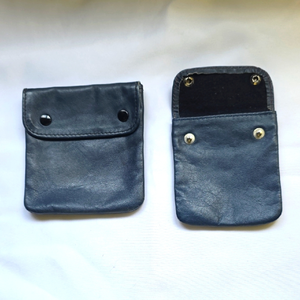 Pair Navy Leather Pouches